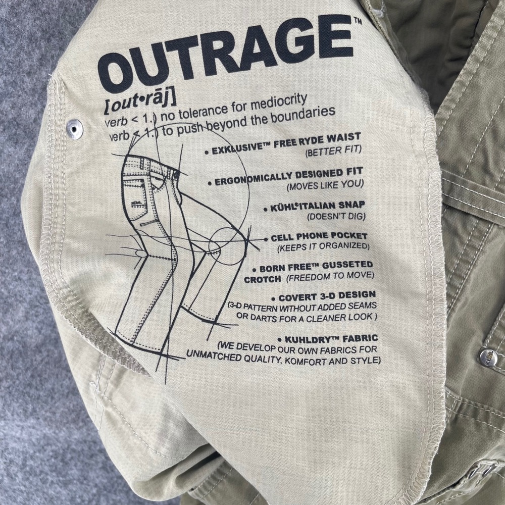 Kuhl Outrage Pants Men 32x32 Olive Green Vintage Patina Dye Hiking Utility Gorp